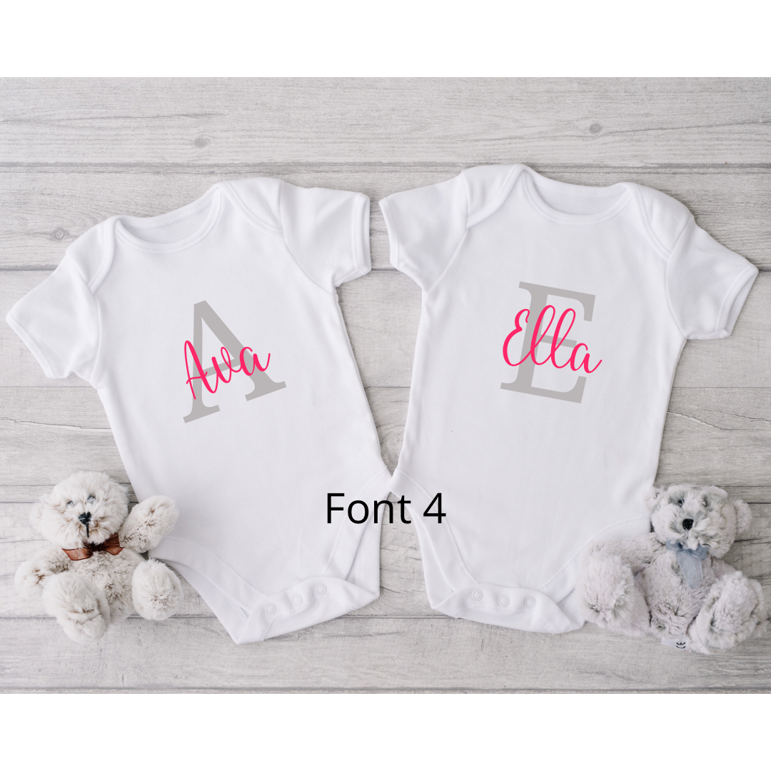 Initial & Name - Twin Baby Vests