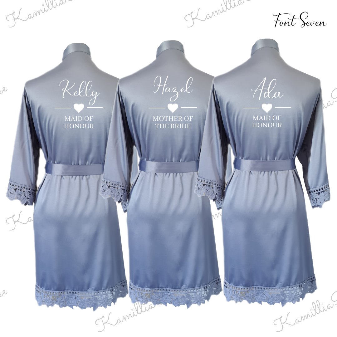 Adults Satin Bridal Robes with Lace Edges