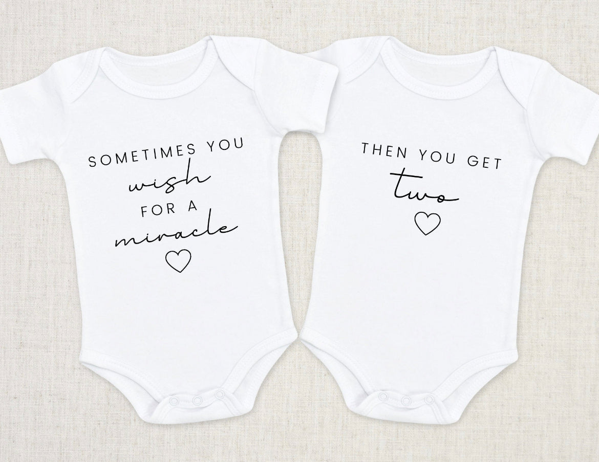 Sometimes you wish for a miracle - Twin Baby Vests