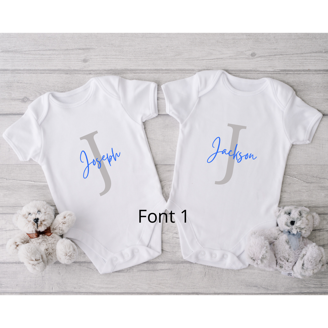 Initial & Name - Twin Baby Vests