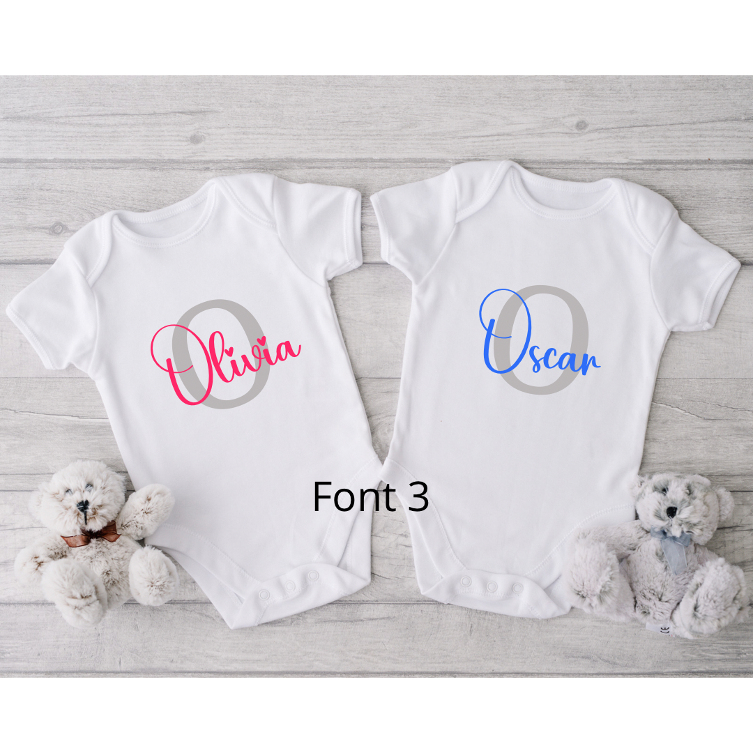 Initial & Name - Twin Baby Vests