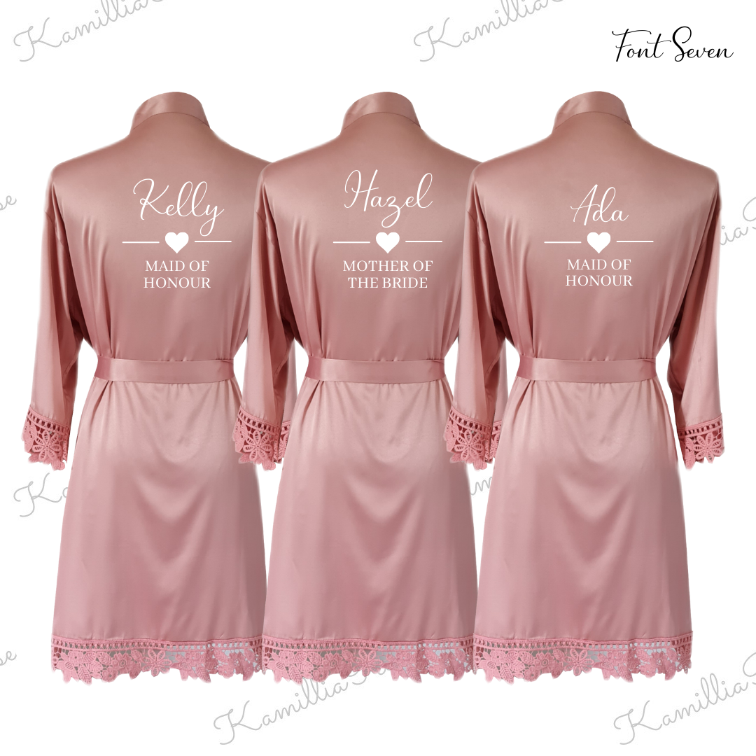 Adults Satin Bridal Robes with Lace Edges