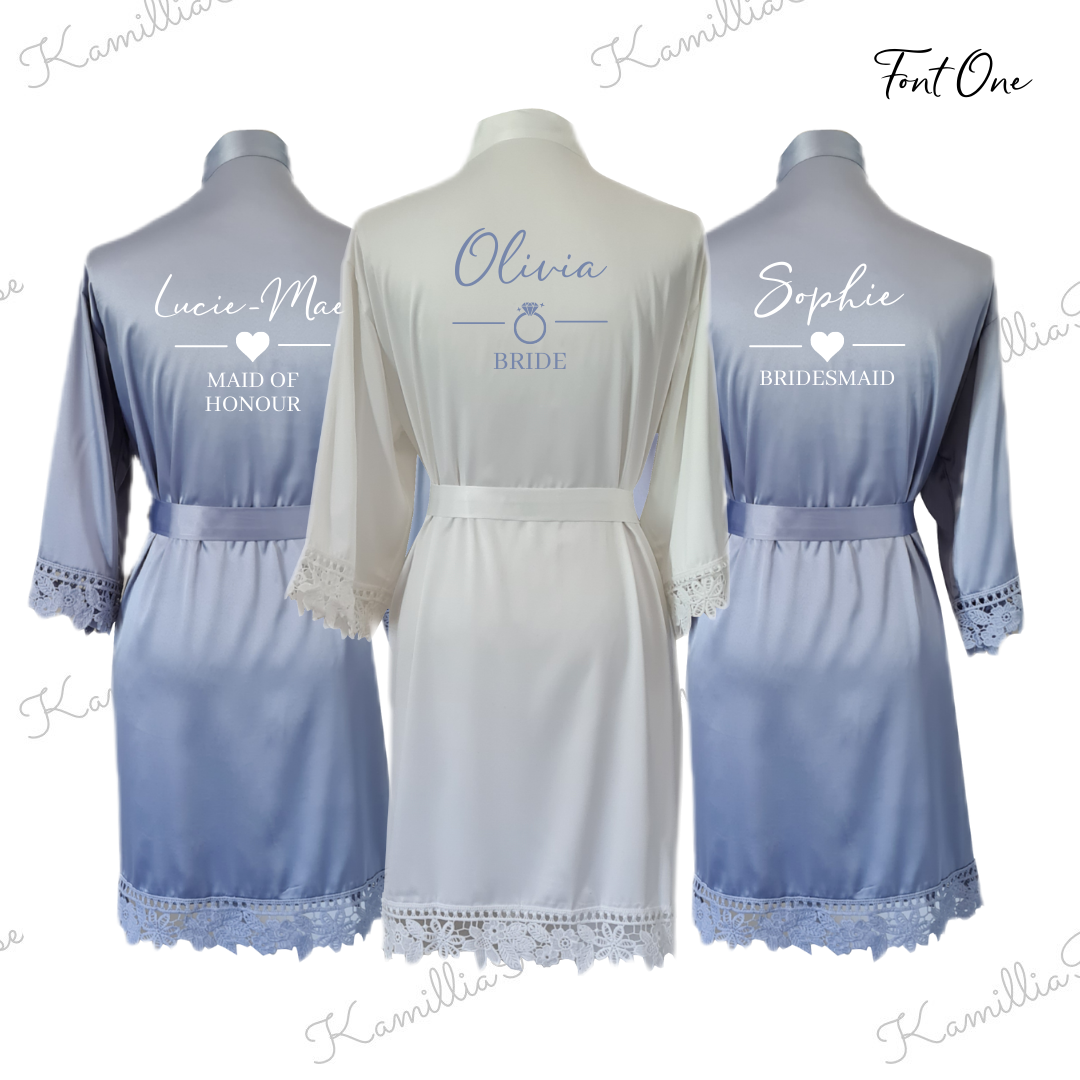 Adults Satin Bridal Robes with Lace Edges