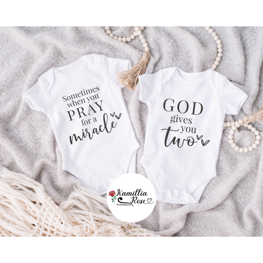 Pray for a miracle - Twin Baby Vests